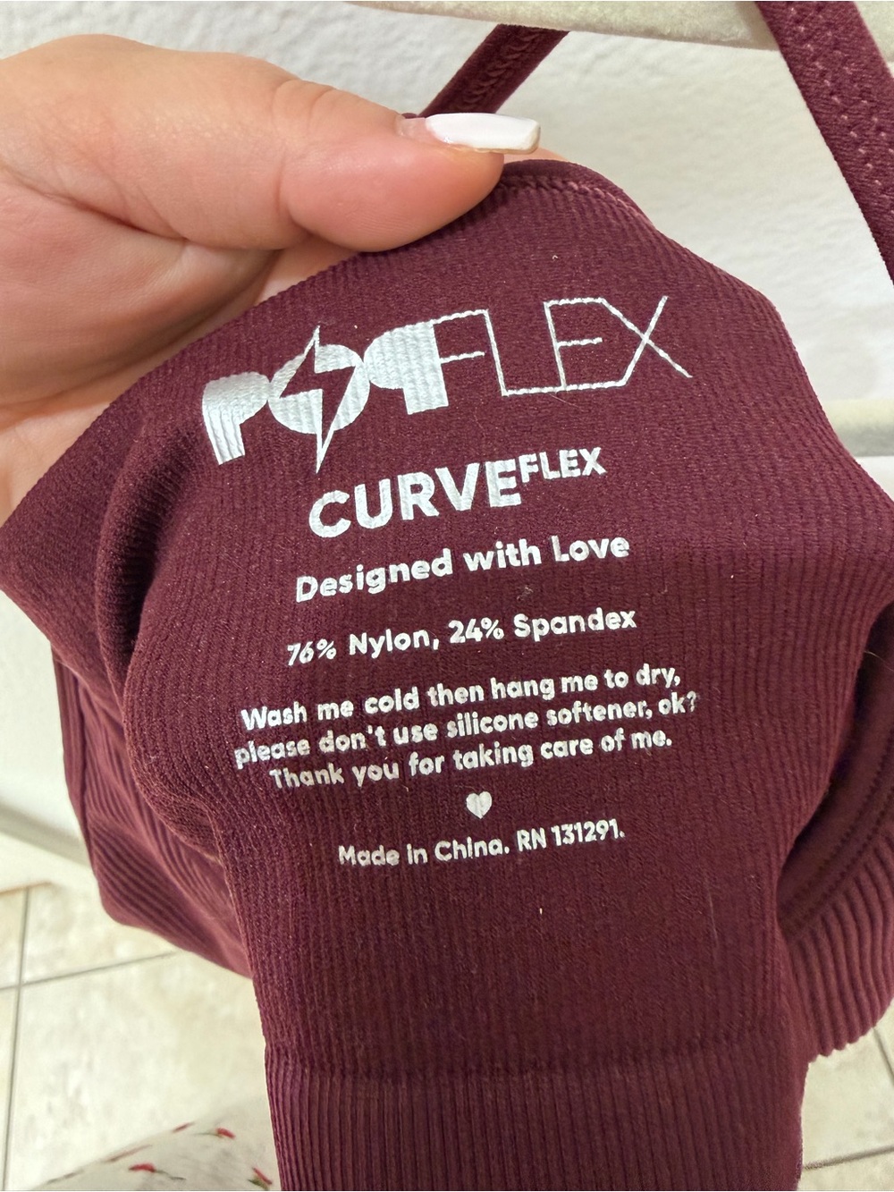 Like NEW Maroon Ribbed Popflex Active Cropped Tank - Picture 6 of 8